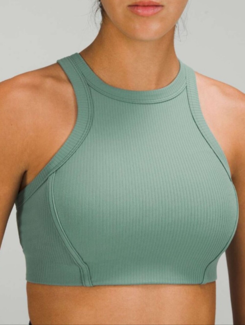 Lululemon Ribbed Nulu High-Neck Yoga Bra Tidewater Teal Size 4